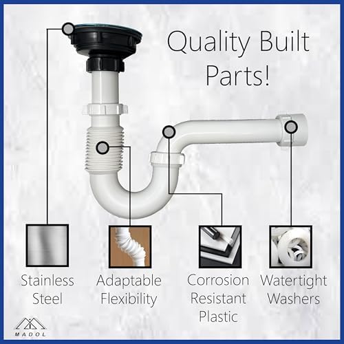 Corrugated P-Trap Drain Kit, All-In-One Plumbing Set - Image 5