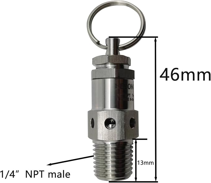 1/4" NPT Male Stainless Steel SS304 Mini Adjustable Relief Safety Valve - Image 3