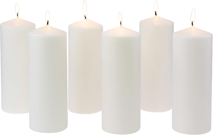 Stonebriar 6 Tall 3 x 8 Inch 80 Hour Long Burning Unscented White Wax Pillar - Image 4