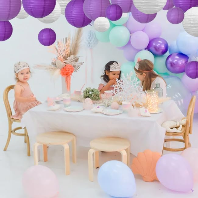 BEISHIDA Purple White Paper Lanterns 4/6/8/10/12 Inch Round Chinese Lamp | 10Pcs - Image 6