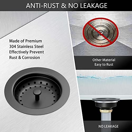 Black Sink Drain 3-1/2 Inch Matte Black Kitchen Sink Drain Strainer Assembly Kit - Image 5