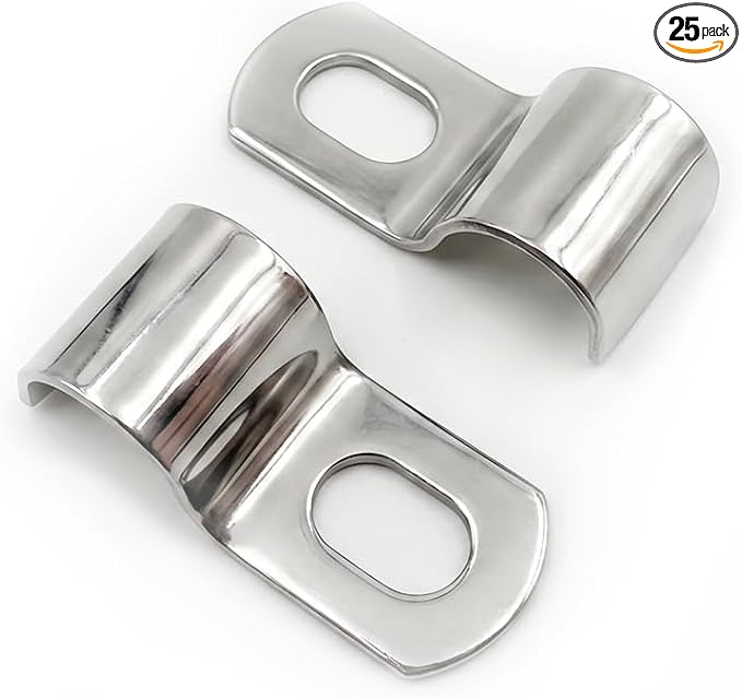 25-Pack Conduit Clamps 8mm, 304 Stainless Steel Single-Hole Pipe Strap by Unknown
