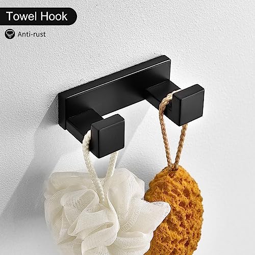 Black Towel Bar Set, 4-Pieces Bathroom Hardware Set Modern Bathroom Towel - Image 4