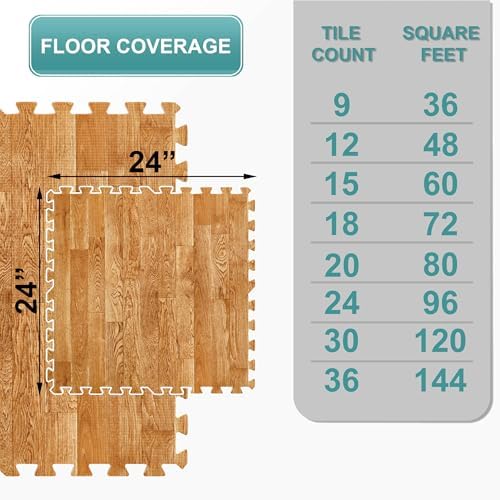 Sorbus Interlocking Wood Grain Foam Floor Tiles - Image 2