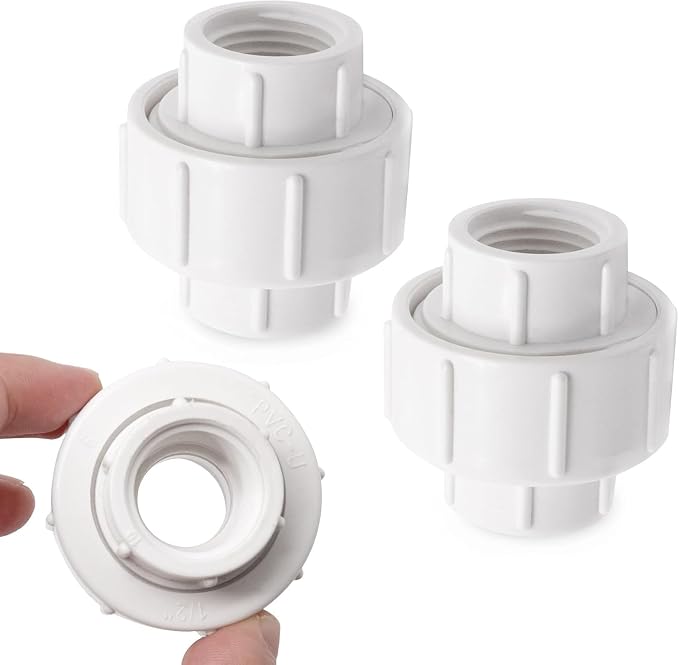 1/2 inch PVC Pipe Union Fittings, PVC Connectors Female Thread Coupling - Image 5