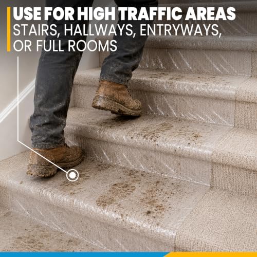 ZIP-UP 24" x 200' Carpet Protection Film, Self Adhesive, Easy Installation - Image 4