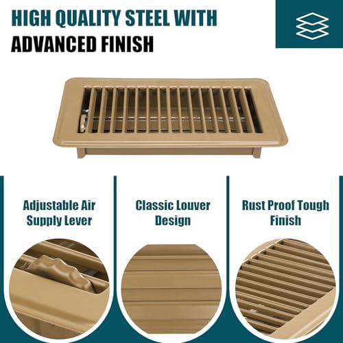 VOISEN Floor Register 4x8, 4 Pack Brown Floor Vent Covers - Image 4