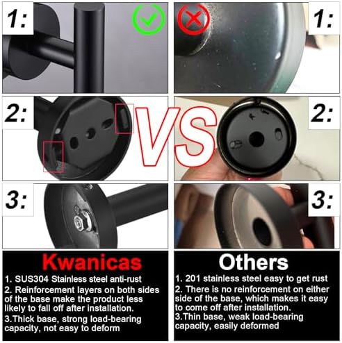6 Pieces Matte Black Bathroom Hardware Accessories Set Hand Towel Ring 16&23.6 - Image 6