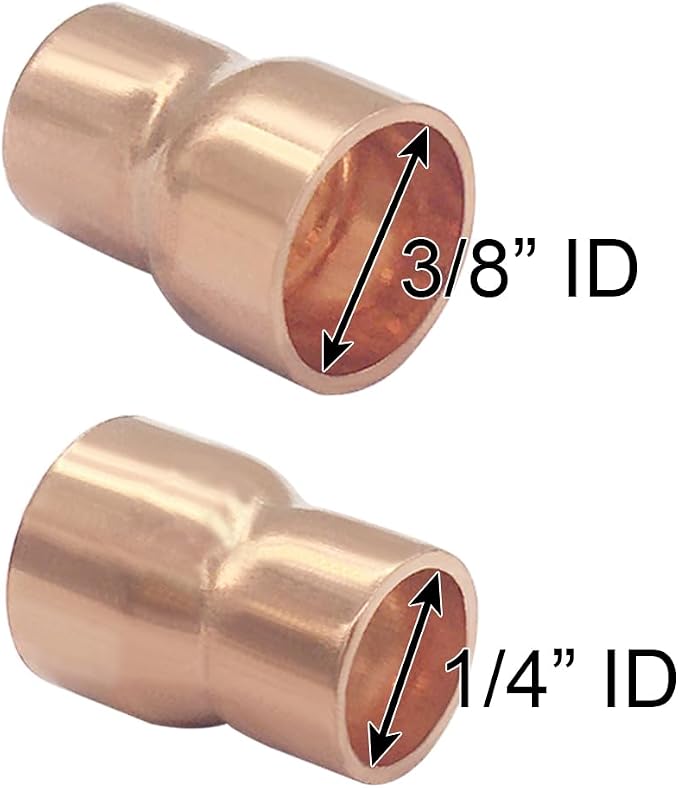 Joywayus 5PCS 3/8" ID x 1/4" ID Copper Sweat Reducer Coupling Pipe Fitting - Image 2
