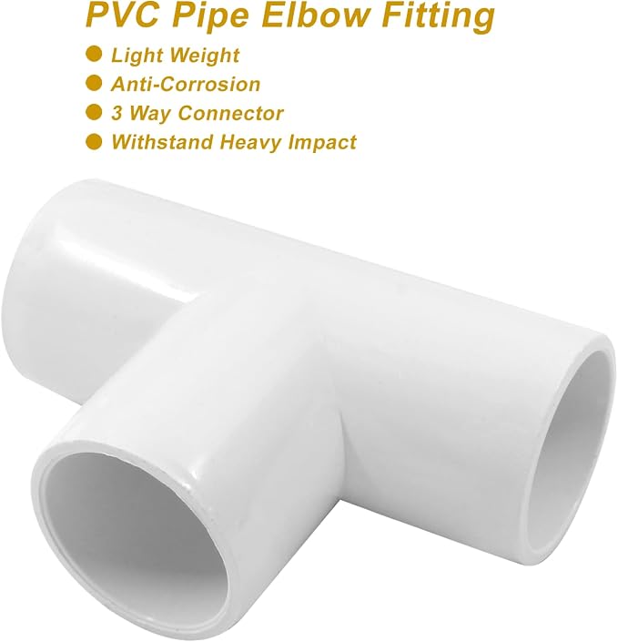 Piutouyar 4 Pcs 3/4" Tee Elbow PVC Pipe Fitting, 3 Way | Furniture Grade Pipe - Image 5
