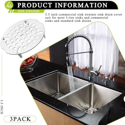 3-Pack 3.5 Inch Sink Drain Cover Fits Most of 3-Tier Sinks - Image 2