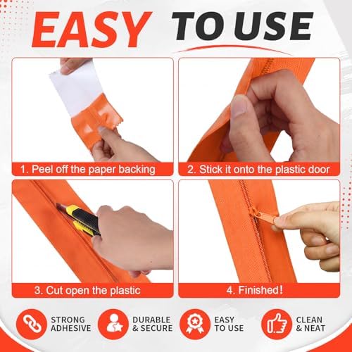 Tigeen 4 Roll Heavy Duty Zipper Door Dust Barriers 7 ft x 16 Inch - Image 6