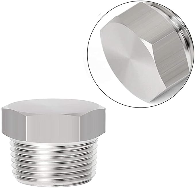 Joywayus Stainless Steel Outer Hex Thread Socket Pipe Plug Fitting 1" NPT Male - Image 4