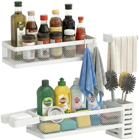 PUSDON 5-in-1 Wide Wall Mount Wrapped Mesh Kitchen Organizer & Shower Caddy Kit by PUSDON