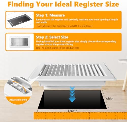 4Pack Floor Vent Covers, Floor Register 4" x 8", Adjustable Decorative Vent - Image 4