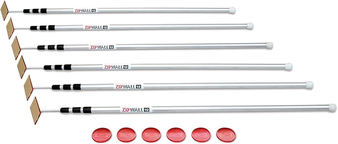 ZIPWALL SLP6 12 Foot Spring Loaded Dust Barrier Poles, 6 Pack - Image 2