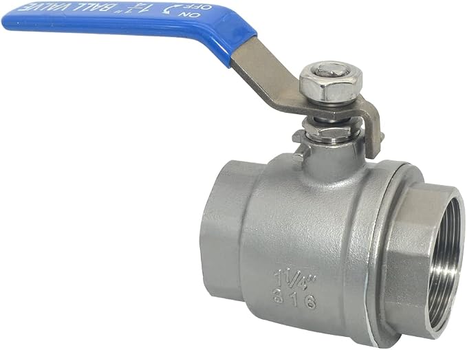 DAN SPEED 1-1/4" Female 316 Stainless Steel Full Port Ball Valve Vinyl Handle - Image 2