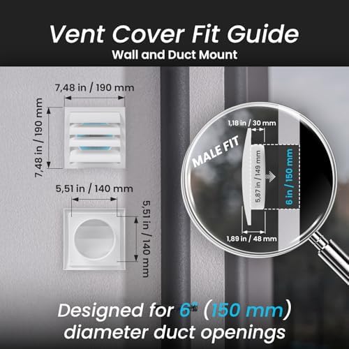 Repa Market ABS Plastic White 6 Inch Dryer Vent Cover Outside, 6 Inch Exhaust - Image 2