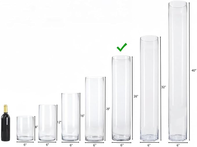 CYS EXCEL Cylinder Clear Glass Vase | Multiple Size Choices Glass Flower Vase - Image 9