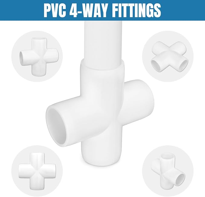 12 Pack 3/4 Inch 4 way Cross PVC Fittings Furniture Grade Elbow Fittings - Image 4