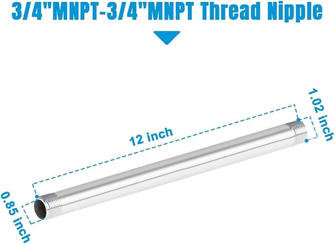 Quickun 304 Stainless Steel Pipe Fitting, 3/4" NPT x 3/4" NPT Male Malleable - Image 2