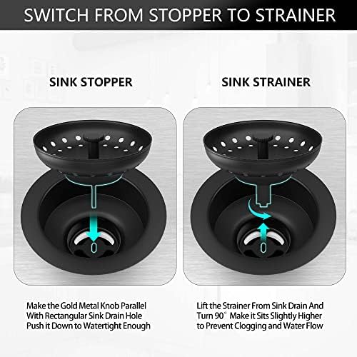 Black Sink Drain 3-1/2 Inch Matte Black Kitchen Sink Drain Strainer Assembly Kit - Image 4