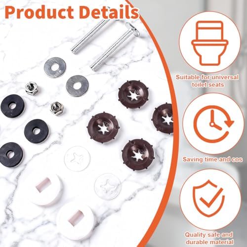 Toilet Floor Bolts and Caps Set Stainless Steel Toilet Flange Repair Kit Closet - Image 3