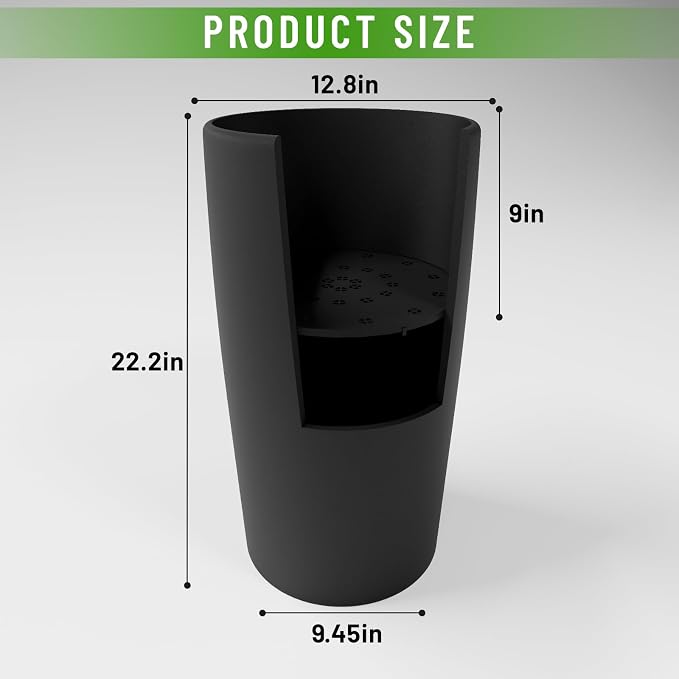 Set of 2 Round Tall Planters 22 Inch, Large Planter - Image 2