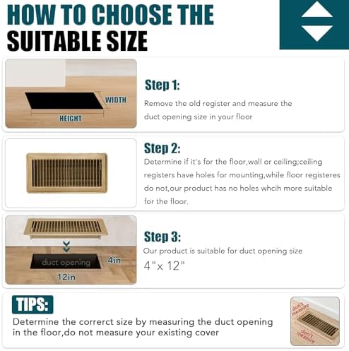 VOISEN Floor Register 4x12, 2 Pack Brown Floor Vent Covers - Image 4