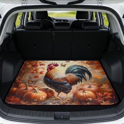 Rooster Pumpkin All Weather Trunk Mat 29"x39" by Mintulipy
