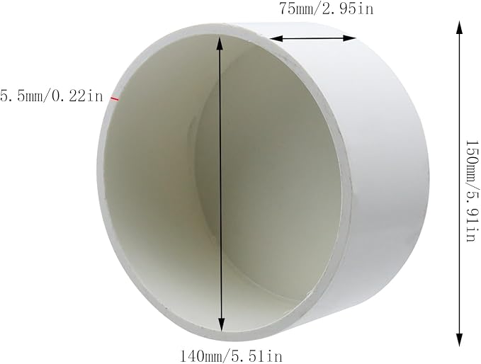 5.5" PVC Pipe End Cap Fitting White | Round Pipe Hole Plugs, Pipe Plug Socket - Image 2