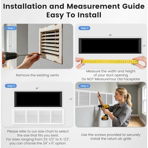 24" W x 6" H Steel Return Air Grille | HVAC White Rust-Resistant Vent Cover - Image 6