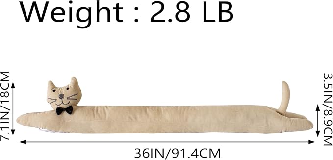 Cat Fabric Under Door Draft Stopper, 3LB Heavy Duty Decorative Soundproof Door - Image 2
