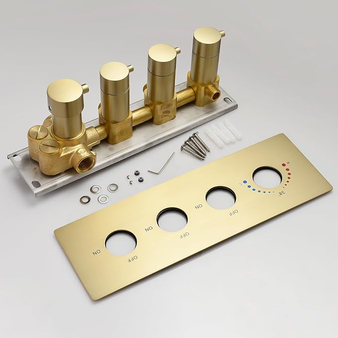 Brushed Gold Thermistatic Shower Mixing Valve | Concealed Mount, Pressure - Image 5