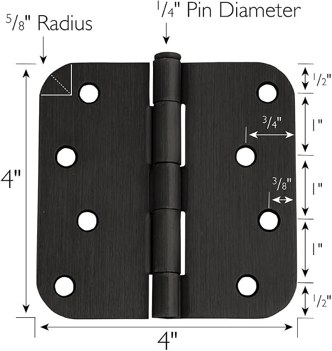 Design House Interior Door Hinge, Oil Rubbed Bronze | 5/8" Radius, Traditional - Image 2