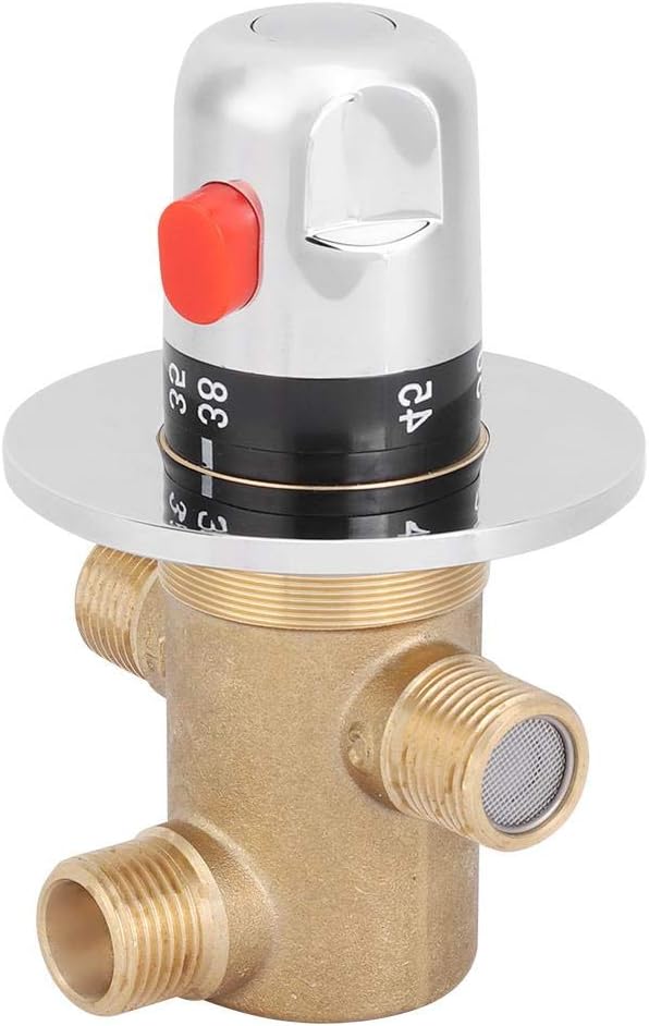 3 Way Thermostatic Valve, G1/2in 3 Way Brass Thermostatic Mixing Valve Faucet - Image 4