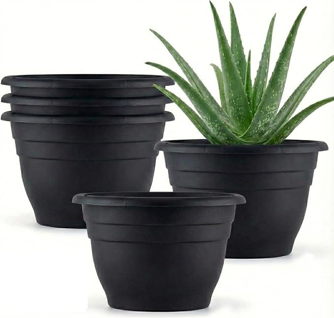 RooTrimmer 5 Pack 10 Inch Plant Pots Plastic Planters by RooTrimmer