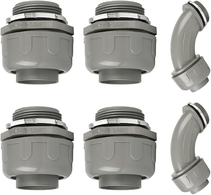 Conduit Connectors, 1-1/4 Inch Liquid Tight Connector NPT Non-Metallic by HDHAODA