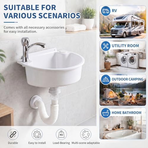 Novabright Wall Mount Small Bathroom Sink - Image 5