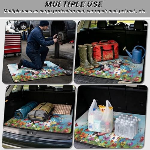 Cow Flower Car Trunk Mat Universal Fit 29"x39" - Image 3