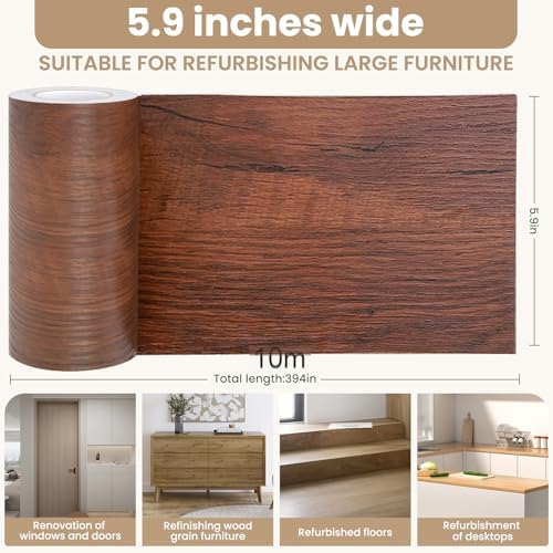 Wood Grain Repair Tape, 5.9 inch X 32ft Self Adhesive Wood Colored Tape - Image 3