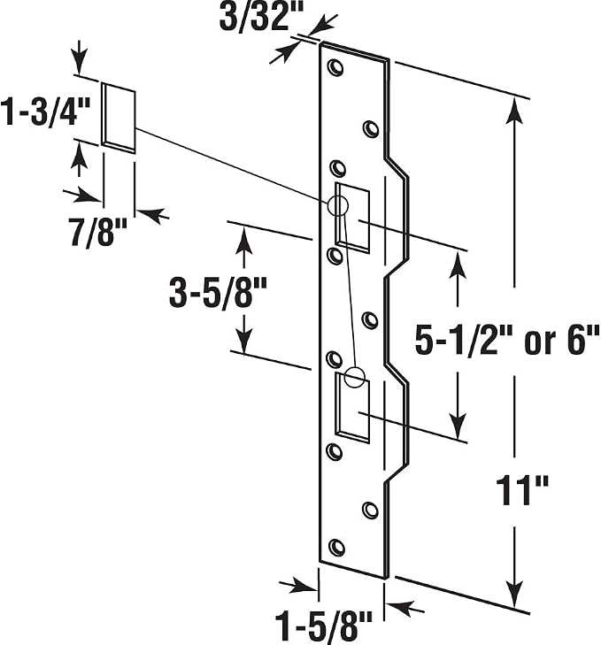 Prime-Line MP10385 Max Security Combo Strike, 1-5/8 In. x 11 In., Satin Nickel - Image 2