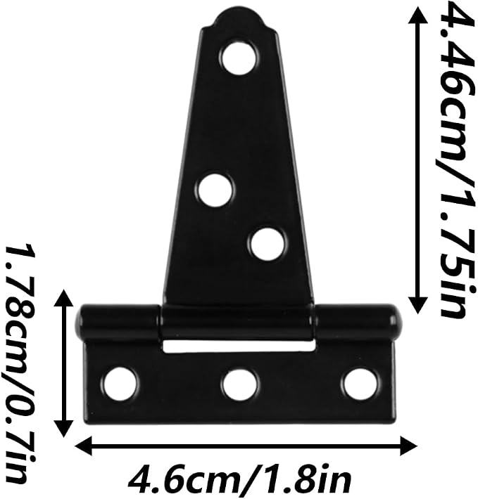 6 Pack 2 Inch T Strap Hinges Heavy Duty Black Outdoor Tee Hinge | Shed Door - Image 2