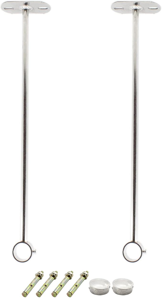 2 Pack Ceiling Mount Bracket, Stainless Steel Wardrobe Pipe Bracket Rod Holder by MetalTools