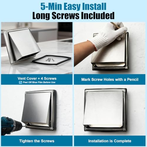 4 Inch Dryer Vent Cover Outside, Stainless Steel Exterior Wall - Image 6