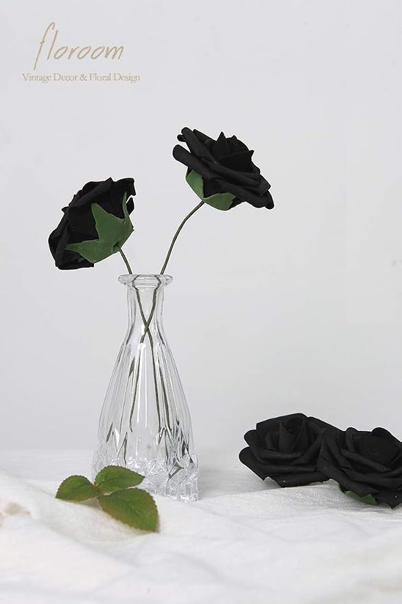 Artificial Flowers 50pcs Real Looking Black Foam Fake Roses - Image 2