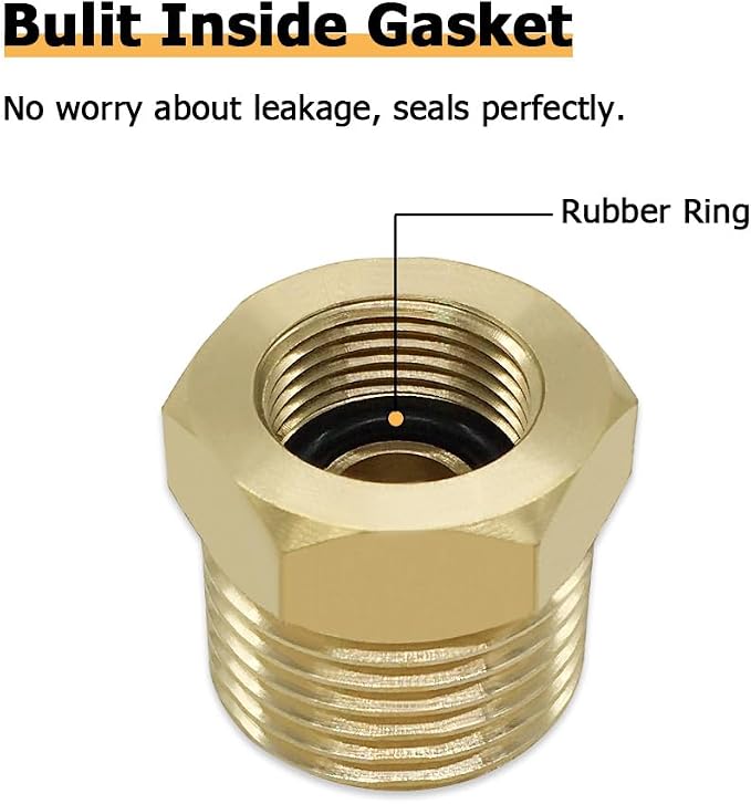 Hooshing 1/2 G Male to 3/8 Compression Female Thread Reducer Faucet Adapter - Image 3