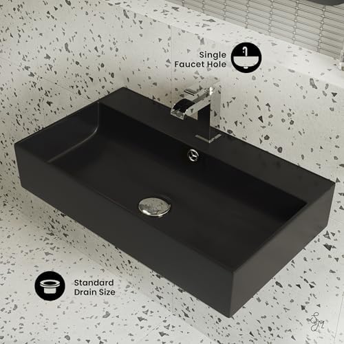 Claire 22" Rectangle Wall-Mount Bathroom Sink in Matte Black - Image 2