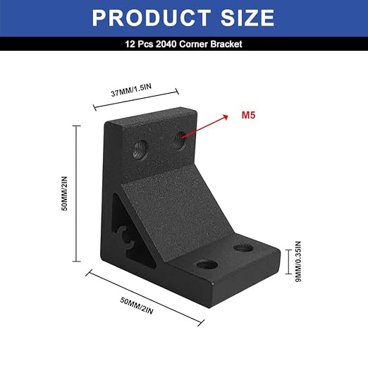 12pcs 2040 Angle Bracket Corner Extruded Aluminum Hardware Black | 2040 V-Slot - Image 2
