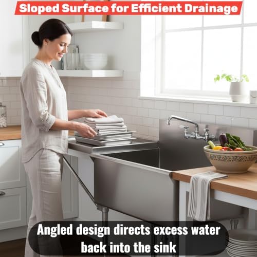 21" x 18" Commercial Stainless Steel Detachable Drainboard - Image 4